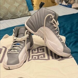 Gray and White High-Top Jordan 23 Sneakers